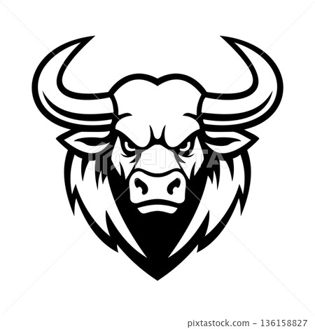 Black Line Bull Head Illustration Character Vector Logo Template Black Line Bull Head Illustration Character Vector Logo Template 136158827