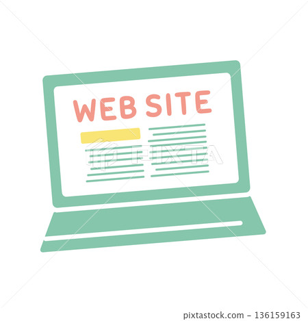 Illustration of a laptop with a website displayed 136159163