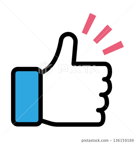 A glowing thumbs-up pop vector icon to highlight high praise or success 136159189