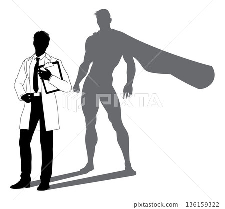 Superhero Scientist Super Hero Shadow Silhouette 136159322
