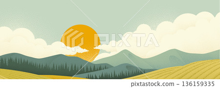 Landscape Rolling Hills Sky Rural Farm Fields Landscape Rolling Hills Sky Rural Farm Fields 136159335