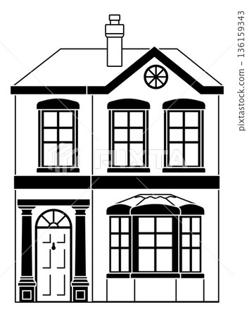 House Old Building Outline Illustration House Old Building Outline Illustration 136159343