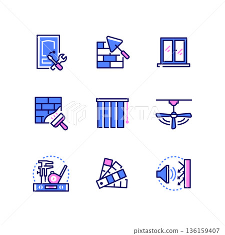 Repair services - line design style icons set 136159407