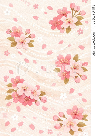 水彩畫的櫻花背景圖 136159495