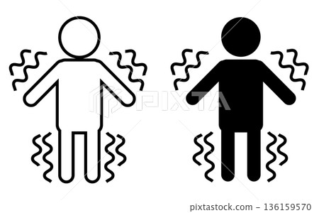 Trembling icon. Cold and trembling sign. Shiver symbol. flat style. Trembling icon. Cold and trembling sign. Shiver symbol. flat style. 136159570