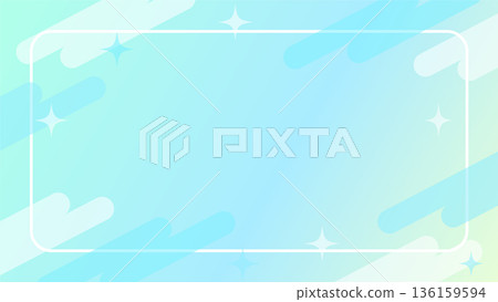Dreamy cute light blue Memphis style frame background 16:9 136159594