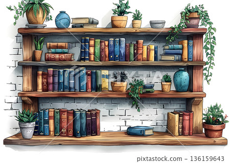 A cabinet with different books 136159643
