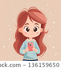 Shocked girl looks into her smartphone. Portrait of a woman who opened her mouth in surprise. flat illustration 136159650