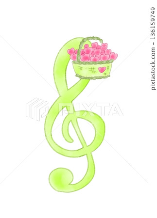 Musical note with a basket of hearts Musical note with a basket of hearts 136159749
