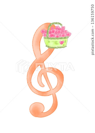 Musical note with a basket of hearts Musical note with a basket of hearts 136159750