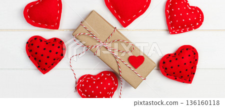 Valentine day background with hearts and gift box Valentine day background with hearts and gift box 136160118
