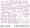 A set of loosely handwritten speech bubbles and decorations [painted_pink] 136160325