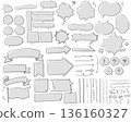 A set of loosely handwritten speech bubbles and decorations [painted_gray_gray] 136160327