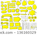 A set of loosely handwritten speech bubbles and decorations [painted_fluorescent yellow] 136160329
