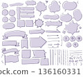 A set of loosely handwritten speech bubbles and decorations [painted_purple] 136160331