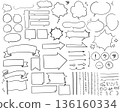 A set of loosely handwritten speech bubbles and decorations [filled_white] 136160334