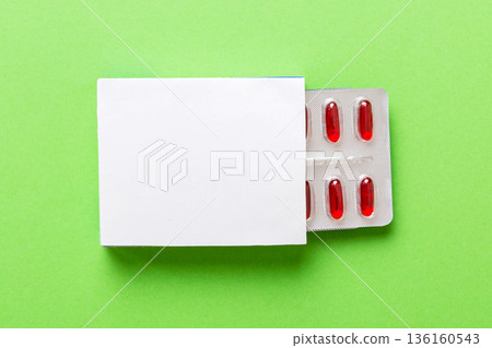 Blank White Product Package Box Mock-up. Open blank medicine drug box with Vatamin a blister top view Blank White Product Package Box Mock-up. Open blank medicine drug box with Vatamin a blister top view 136160543