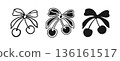 Coquette Cherry Set Cute Ribbon Bows Whimsical Hand Drawn Set Girly Vintage Aesthetic Icon Symbol 136161517
