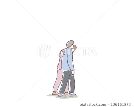 A woman walking alongside an elderly man 136161873