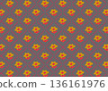 Cute flower and checkered pattern (gray) 136161976