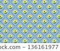 Cute flower and checkered pattern (light blue) 136161977