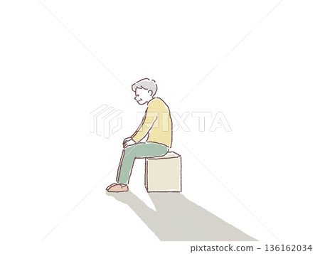 Elderly people, old age illustrations (loneliness, anxiety) Elderly people, old age illustrations (loneliness, anxiety) 136162034