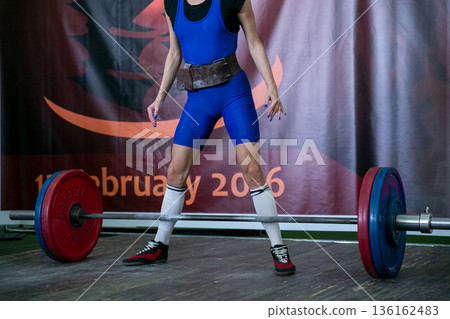 Female athlete deadlift exercise Female athlete deadlift exercise 136162483