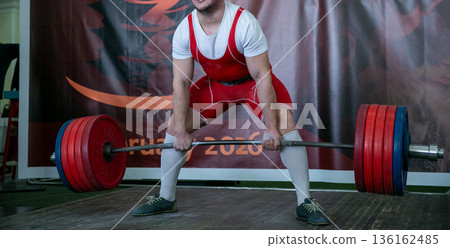 Male athlete deadlift exercise Male athlete deadlift exercise 136162485