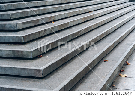 Steps made of stone lead to an entrance at a public building in the city Steps made of stone lead to an entrance at a public building in the city 136162647