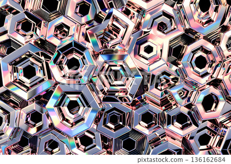 Shining 3D crystal honeycomb background material 136162684