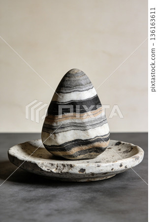 Zen inspired natural layered stone ornament 136163611