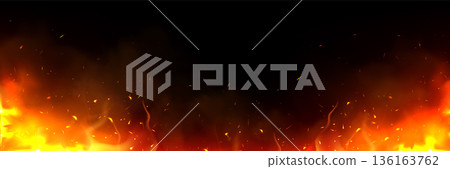 Fire with flying sparks, light of burning flame bg Fire with flying sparks, light of burning flame bg 136163762