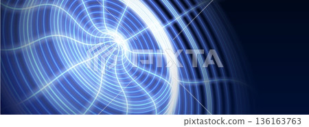 Abstract neon blue tech ripple circles on dark bg Abstract neon blue tech ripple circles on dark bg 136163763