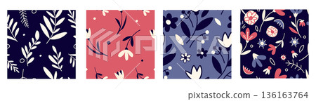 Seamless floral pattern, set of ditsy motifs Seamless floral pattern, set of ditsy motifs 136163764