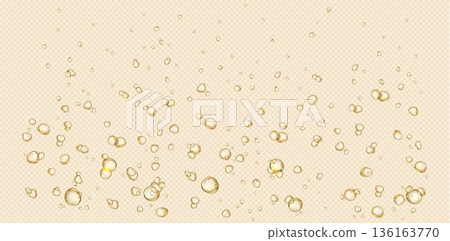 Sparkling champagne bubbles rising in golden drink Sparkling champagne bubbles rising in golden drink 136163770