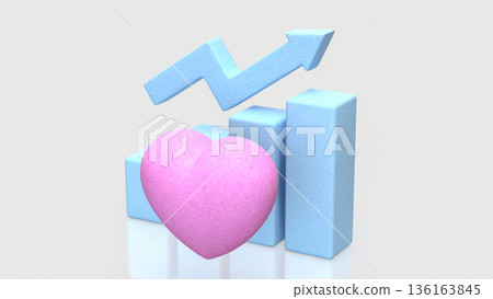 Emotional Growth Business Success Heart Chart Concept 3d render. 136163845