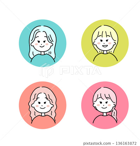 Girls colorful icon set 136163872