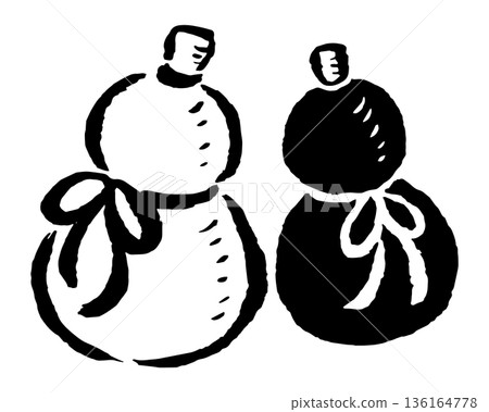 Simple gourd, hand-drawn brush strokes, single-color line drawing Simple gourd, hand-drawn brush strokes, single-color line drawing 136164778