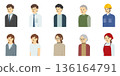 Flat illustration: Male and female upper body set 136164791
