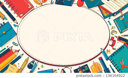復古文具插畫邊框背景素材 136164922