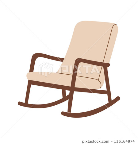 Modern rocking chair with soft upholstery. Flat vector furniture illustration for interior design Modern rocking chair with soft upholstery. Flat vector furniture illustration for interior design 136164974