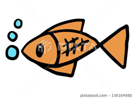 Hand drawn illustration of fish for sea life, under the sea, aquarium, ocean, post card, animals, zoo, souvenir shop, cartoon character, comic, mascot, plush toy, kid doll, sticker, beach vibe, patch 136164980