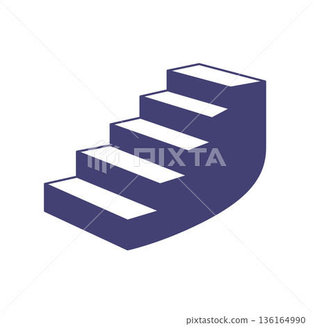 Curved isometric staircase. Rounded vector stair shape for architectural, progress or elegant interior concepts. Curved isometric staircase. Rounded vector stair shape for architectural, progress or elegant interior concepts. 136164990