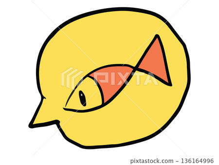 Hand drawn illustration of fish in text bubble for sea life, under the sea, aquarium, ocean, post card, animals, zoo, souvenir shop, cartoon character, comic, mascot, plush toy, kid doll, sticker, pet Hand drawn illustration of fish in text bubble for sea life, under the sea, aquarium, ocean, post card, animals, zoo, souvenir shop, cartoon character, comic, mascot, plush toy, kid doll, sticker, pet 136164996