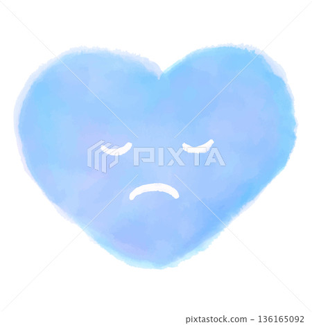 Cute watercolor heart character illustration in blue Cute watercolor heart character illustration in blue 136165092