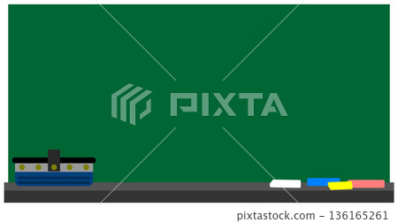 Illustration of a blackboard and chalk used for studying in school or cram school classes Illustration of a blackboard and chalk used for studying in school or cram school classes 136165261