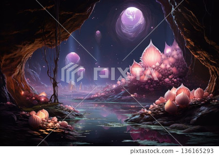 Luminous Pearl Oysters - Generative AI 136165293