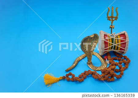Lord shiva religious symbols representing hinduism and spirituality 136165339