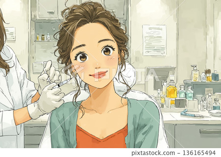 美優系列：年輕女性在美容診所接受治療 | 美容醫學和皮膚護理諮詢圖片 136165494