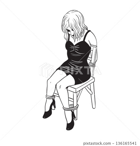 Woman tied to chair kidnapping victim bondage 136165541